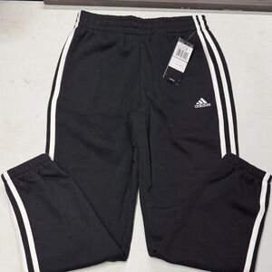 Adidas Kids Black Joggers with White Stripes